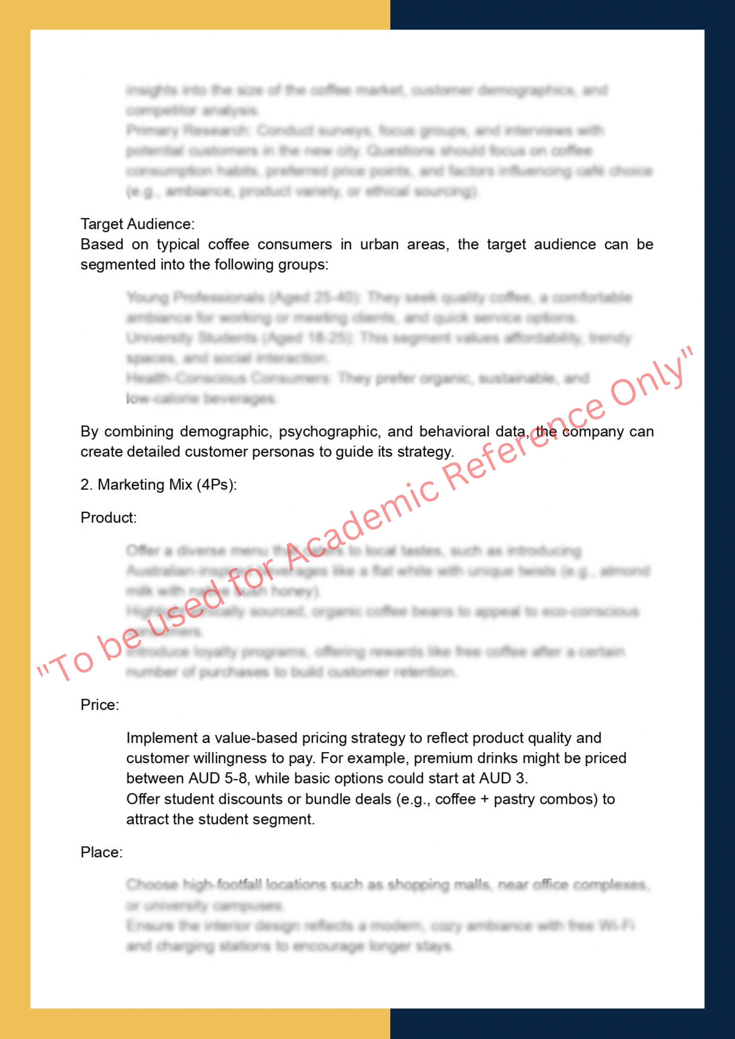 Assignment sample solution of MKTG302 - Strategic Marketing 1